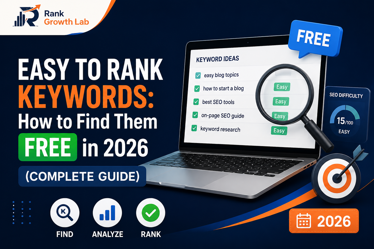 easy to rank keywords how to find them free in 2026 (complete guide) — rank growth lab